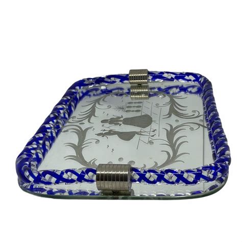 Etched Murano Glass Mirrored Tray By Ercole Barovier Italy 1960s For Sale At 1stdibs