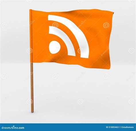 RSS Symbol Flag on Mast 3D Illustration Stock Illustration ...