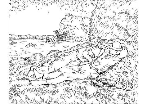 Vincent Van Gogh La sieste Coloriages de Chefs dœuvres à imprimer