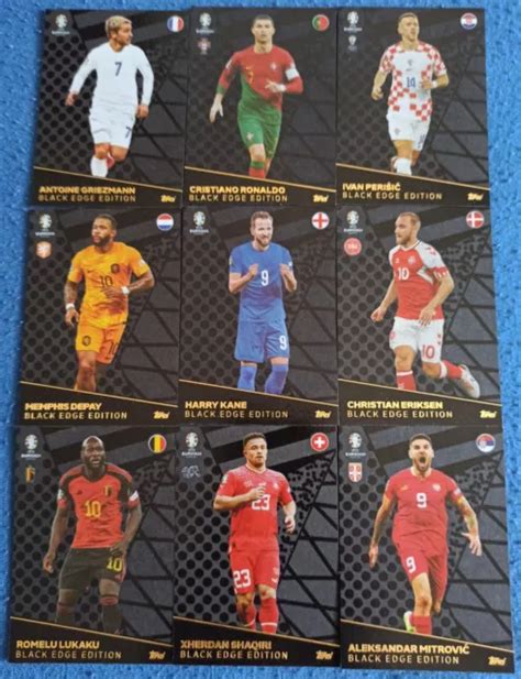 TOPPS MATCH ATTAX UEFA Euro 2024 Alle 9 Black Edge Edition Set Komplett