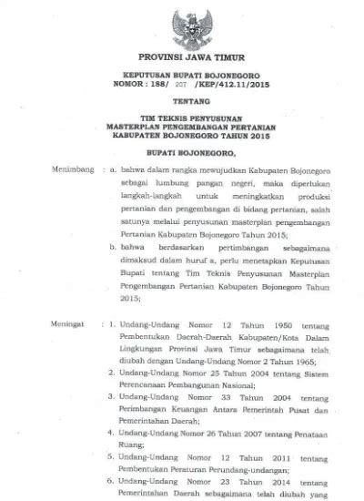 Keputusan Bupati No Tahun Tentang Tim Teknis Penyusunan