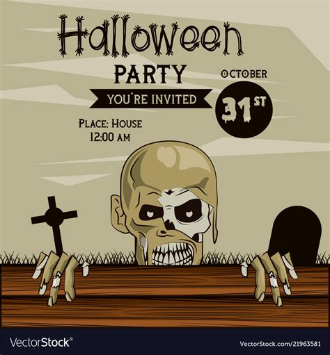 Halloween party invitation card Royalty Free Vector Image