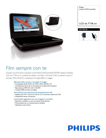 Philips Pd B Lettore Dvd Portatile Scheda Tecnica Del Prodotto