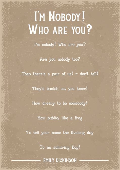 Emily Dickinson I M Nobody Who Are You Poem Art Print Etsy UK Emily