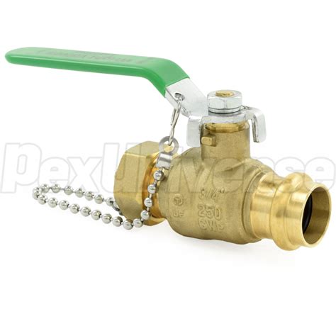 3 4 Press X 3 4 Male GH Garden Hose Brass Ball Valve W Cap Chain