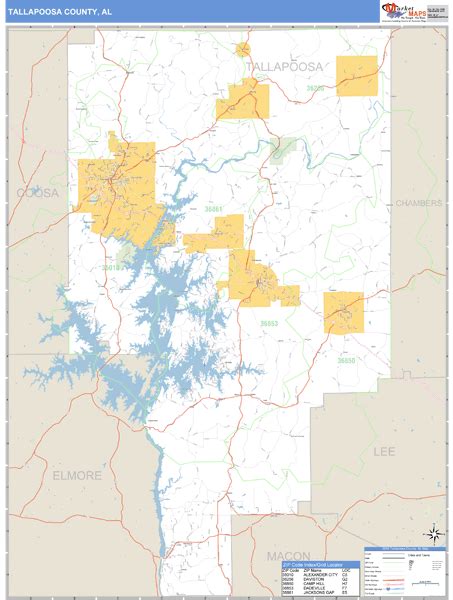 Tallapoosa County Alabama Zip Code Wall Map