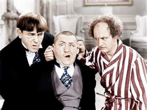 The Three Stooges From Left Moe Howard Curly Howard Larry Fine Ca