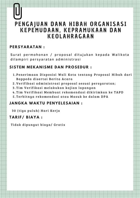 Layanan Pengajuan Dana Hibah Organisasi Kepemudaan Kepramukaan Dan