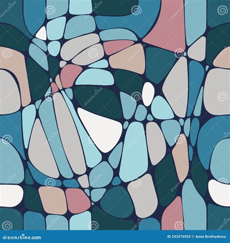 Pastel Stained Glass Seamless Pattern In Retro Style Abstract Vector Background With Chaotic