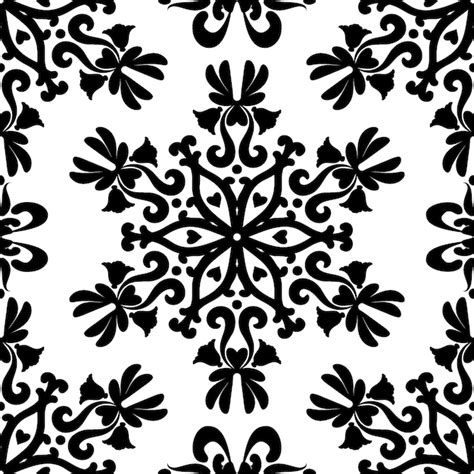 Linear Damasco Seamless Vector Pattern Preto E Branco Vetor Premium