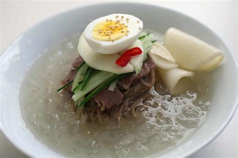 Mul naengmyeon Korean cold noodles in chilled broth 물냉면 recipe by