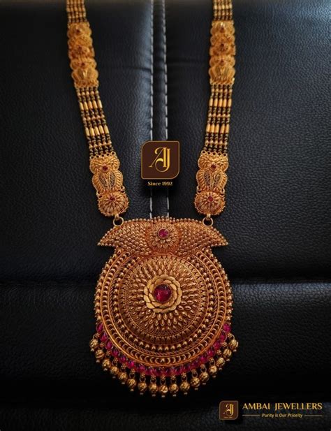 Gold Tempel Mangalsutra 22 Karat Pretty Gold Necklaces Gold