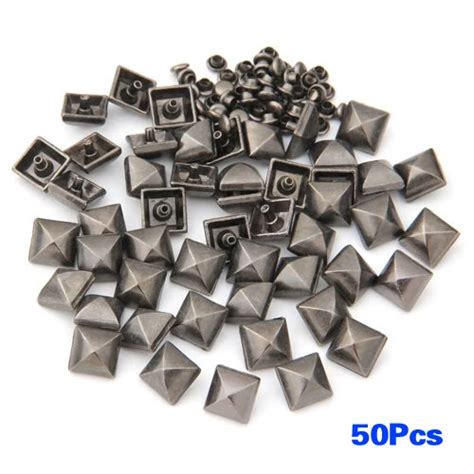 Useful 50 Pcs Metal Pyramid Studs 10 Mm Studded Black HOT In Rivets