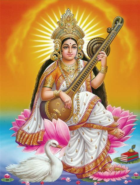 Goddess Saraswati Poster 11 X 9 Inches Unframed Saraswati