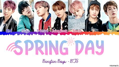 BTS Spring Day 방탄손년단 봄날 Lyrics YouTube