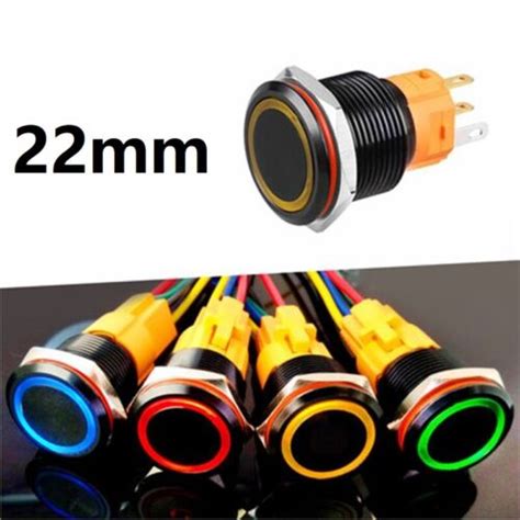 Mm Tri Color Led Momentary Ring Illuminated Aluminum Oxide Push