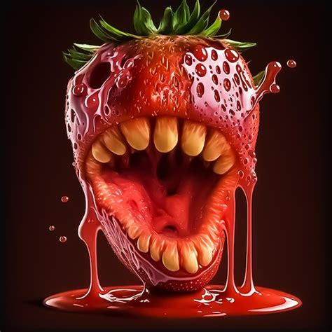 Premium AI Image | Scary screaming strawberry