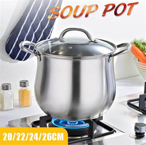 Household 304 Stainless Steel Soup Pot Extra High With Double Bottom