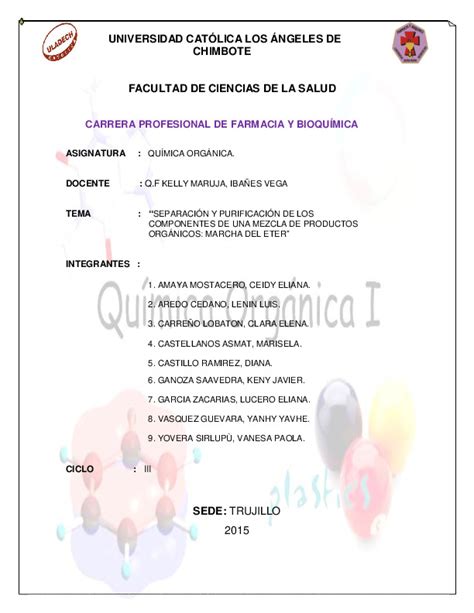 Download PDF Informe De Marcha De Eter Química Orgánica Práctica N 5