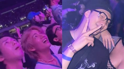 Rm And Taehyung With Wooga Squad At Bruno Mars Concert In Seoul