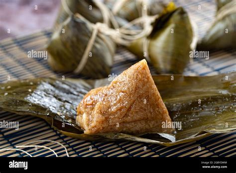 Chinese Rice Dumplings Zong Zi For Dragon Boats Festival Stock Photo