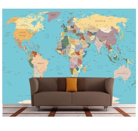 Adesivo Mapa Mundi Gigante Big Papel De Parede 5m² Gg42 Madeiramadeira