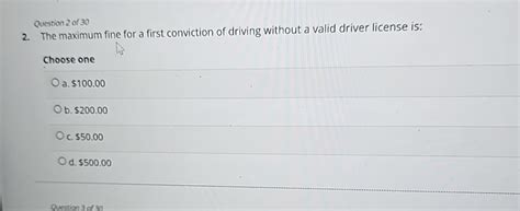 Solved Question 2 Of 302 The Maximum Fine For A First Chegg