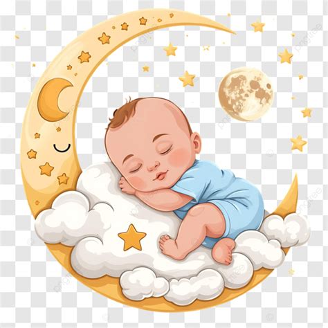 Cute Cartoon Baby Sleeping On Moon Cute Cartoon Baby Sleeping