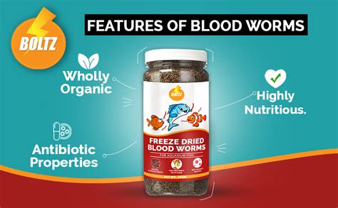 Boltz Freeze Dried Blood Worms Fish Food Grams For Bettas Tetras