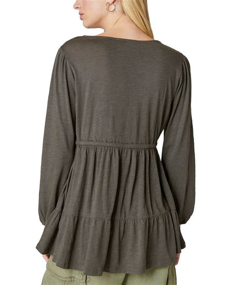 Lucky Brand Womens Embroidered Tiered Tunic Top Macys