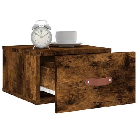 Home Table de chevet murale chêne fumé 35x35x20 cm LesTendances fr