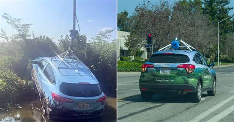 Google Maps Car Gets Chased By Police Crashes Into Creek