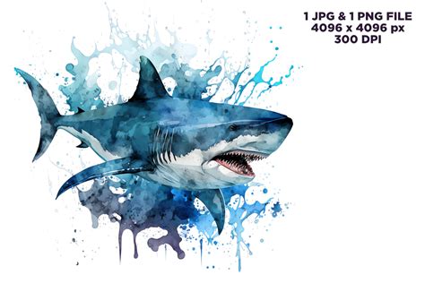 Watercolor Shark Clipart Graphic By Dukono Creative Fabrica