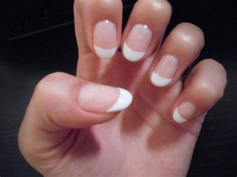 French Tip Manicure No Tips Natural Length Round Tip Rounded