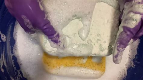 Softening New Sponges With Lysol Toilet Cleaner Dawn Dish Soap