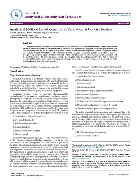 Analytical Method Development And Validation A Concise Review 2155 9872