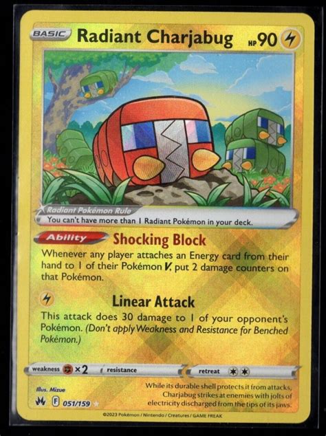 Radiant Charjabug 051 159 Ultra Rare Crown Zenith Pokemon TCG Near Mint