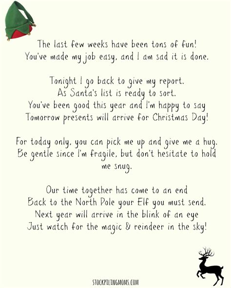 Free Printable Elf On The Shelf Goodbye Letter