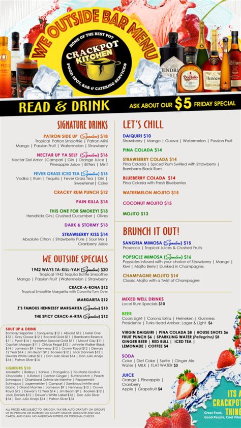 Menus « Crackpot Kitchen Restaurant Bar & Grill