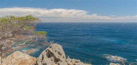 Vue Du Sentier Du Littoral Presqu Le De Giens France Stock Photo