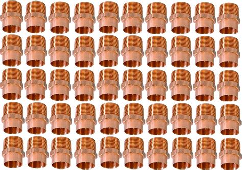 EZ FLUID Plumbing 50 Pcs 1 2 C X MIP LF Copper Male Adapter Pressure