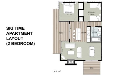 2 bedroom apartment layout | Ski Time Methven