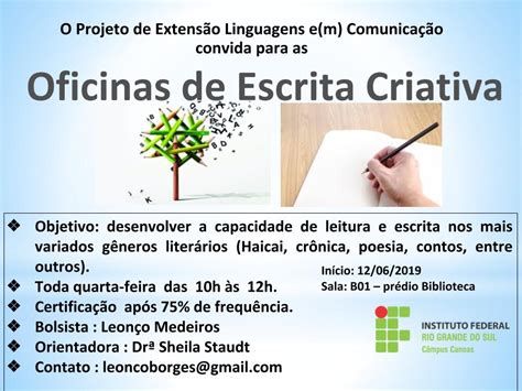 Projeto Extensionista Oferece Oficinas De Escrita Criativa Campus Canoas