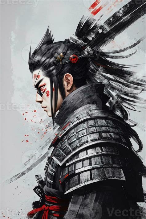 Japanese Samurai Warrior Character Design Medieval Soldier With Sword