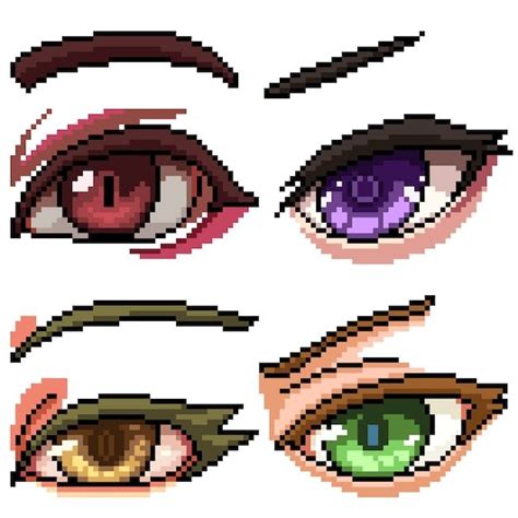 Pixel Art Eyes With Different Colors And Shapes On The Upper Half Of