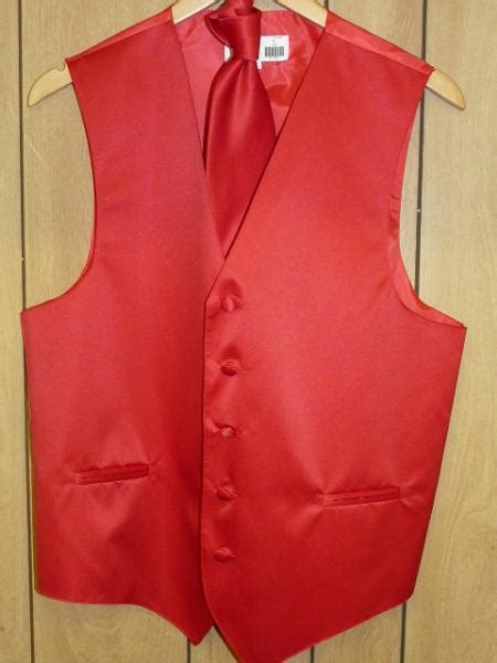 Red Color Shade Vest And Tie Set