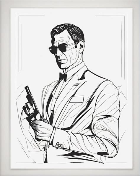 Premium Ai Image James Bond Portrait Digital Line Art