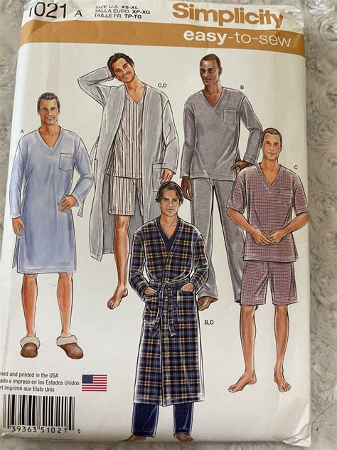 Simplicity Pattern Men S Classic Loungewear Robe Size A Xs S M