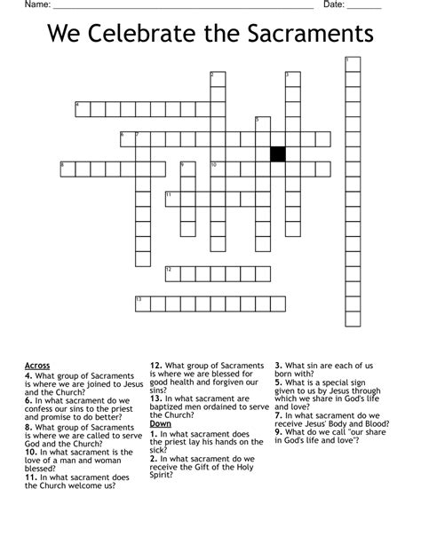 Sacrament Of The Anointing Of The Sick Word Search Wordmint