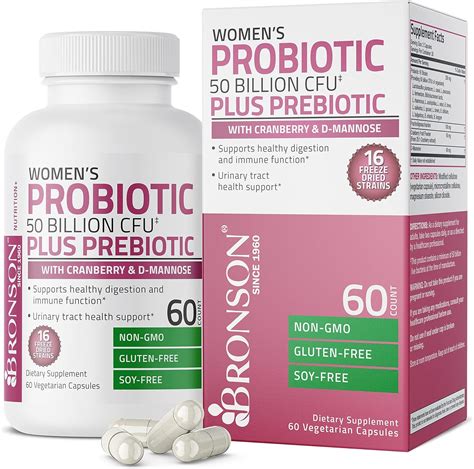 Bronson Women S Probiotic 50 Billion Cfu Prebiotic With Cranberry And D Mannose